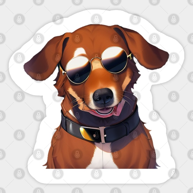 Cool Dog Wearing Sunglasses Sticker Sticker by BAYFAIRE